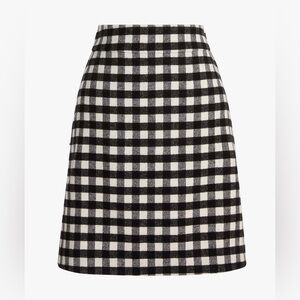 J. Crew Wool-blend mini skirt in buffalo check Black & White Size 4